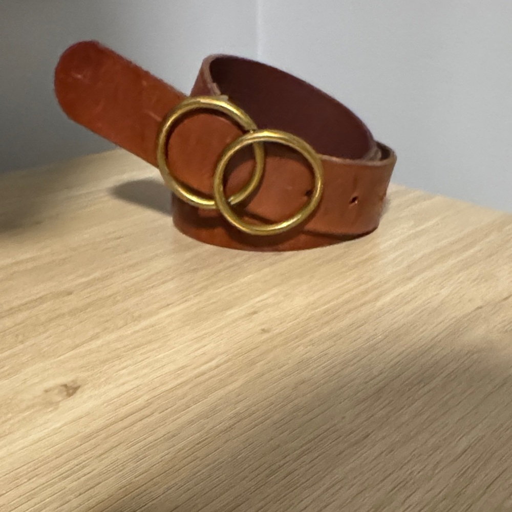 Auxiliary Tan Leather Belt with Gold Rings
